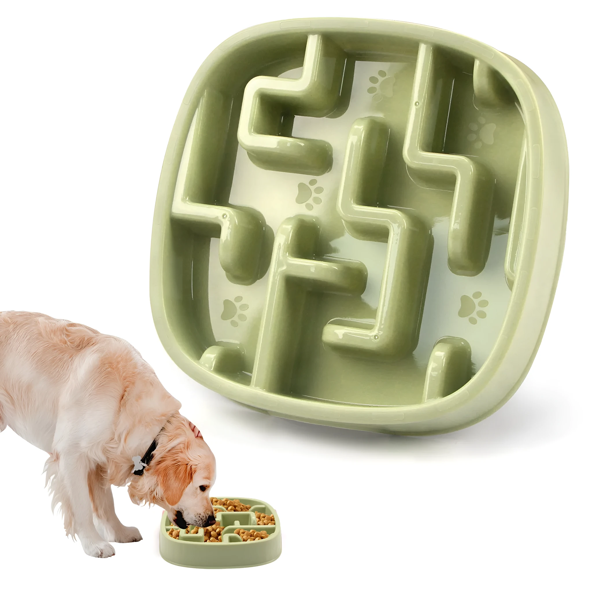 Maze design slow feeding pet bowl in macaron colour with anti-slip base