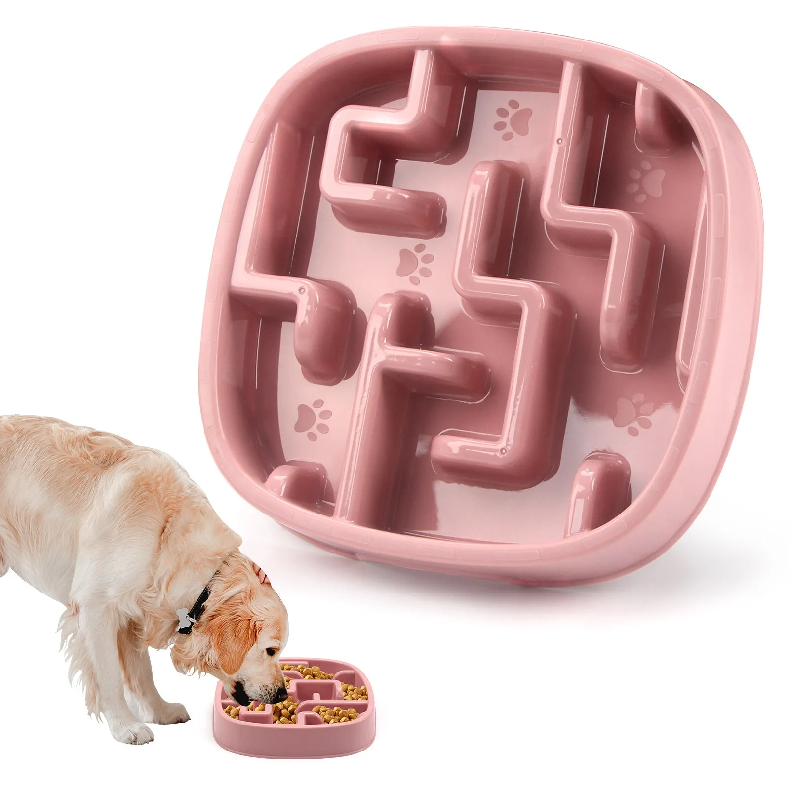 Maze design slow feeding pet bowl in macaron colour with anti-slip base