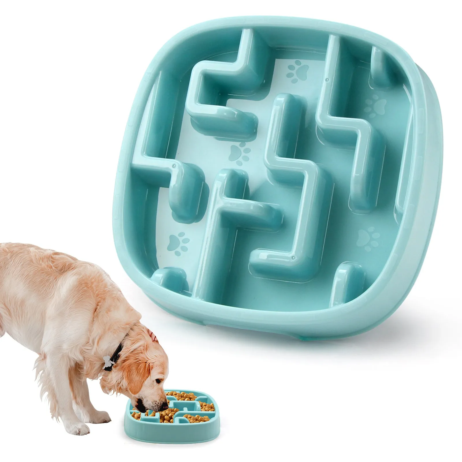 Maze design slow feeding pet bowl in macaron colour with anti-slip base