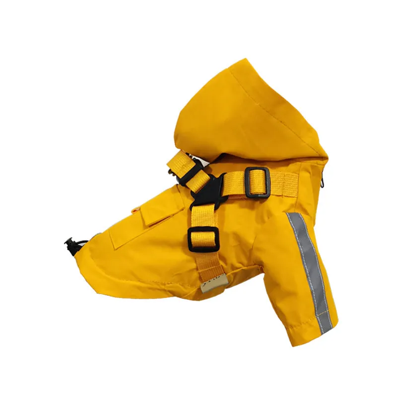 Pet waterproof raincoat in British style, polyester, khaki colour, for small to large dogs