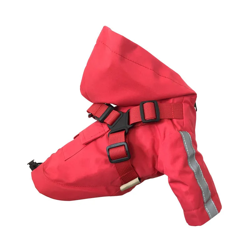 Pet waterproof raincoat in British style, polyester, khaki colour, for small to large dogs