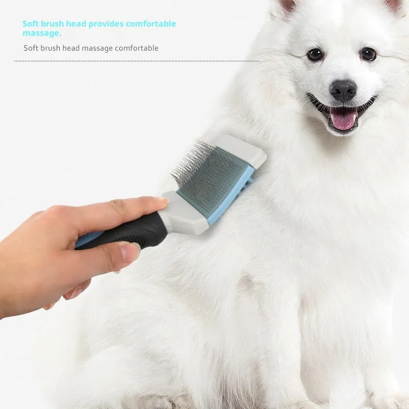 Blue plastic double-sided pet comb for dogs and cats grooming