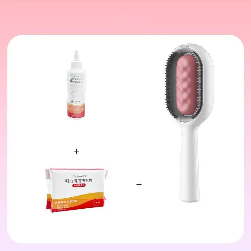 Large ABS silicone dog hair comb for pet grooming with essence and napkin included
