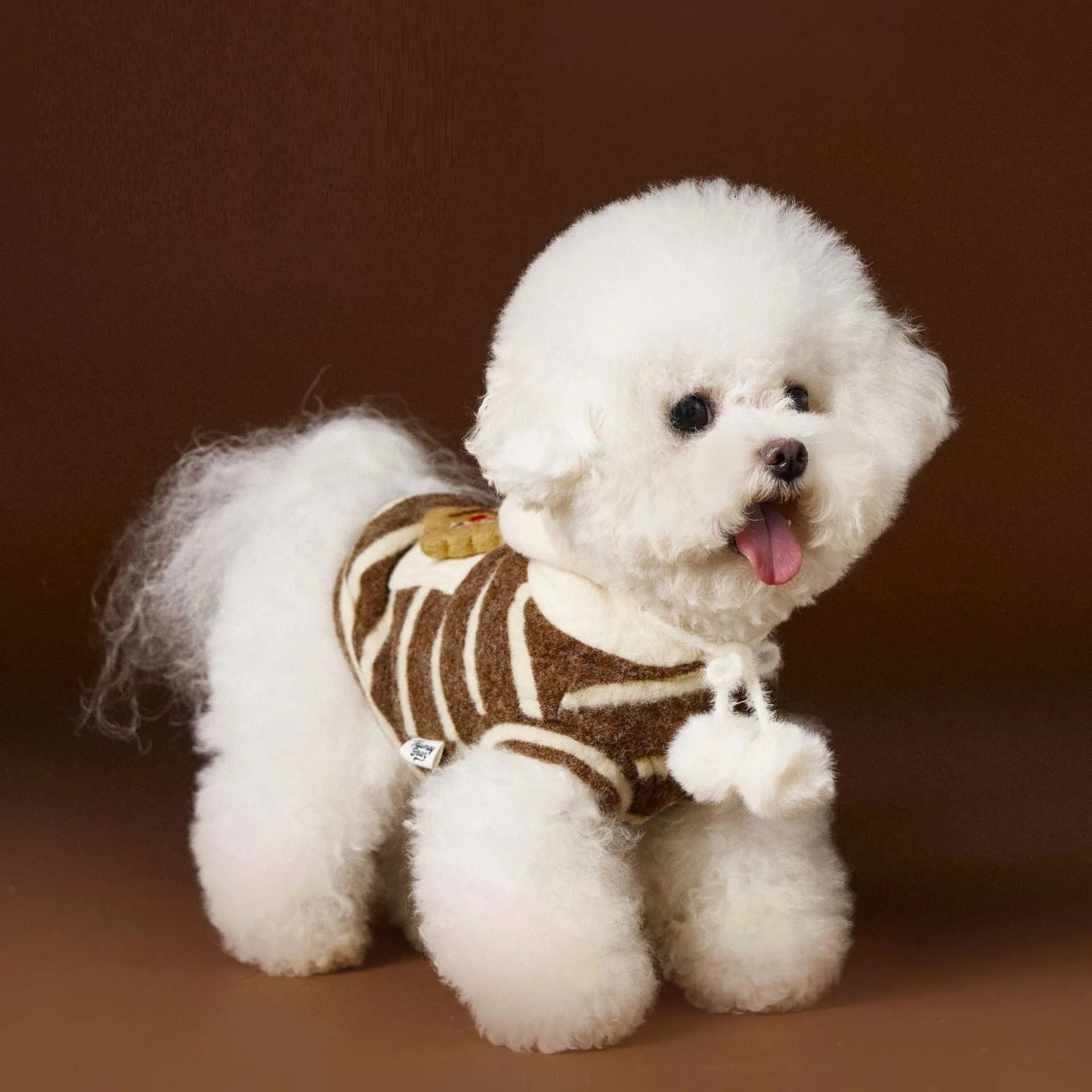 Pet clothes autumn winter cute felt biscuit sweater in pink and coffee colours for dogs and cats