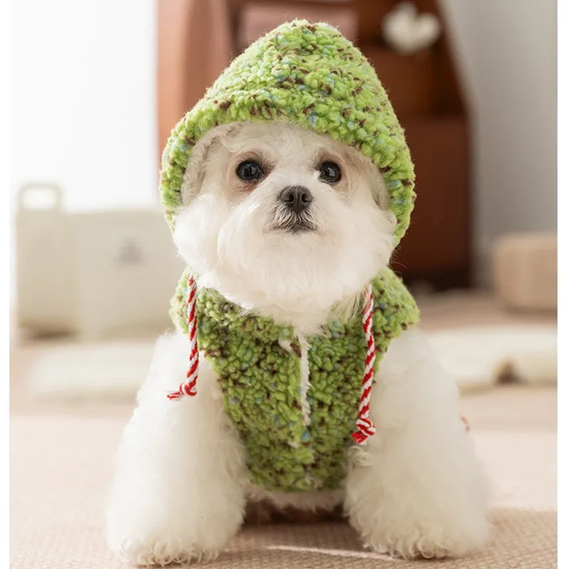 Christmas sherpa dog hoodie with colourful dots snowman embroidery pink green sizes XS-XXL