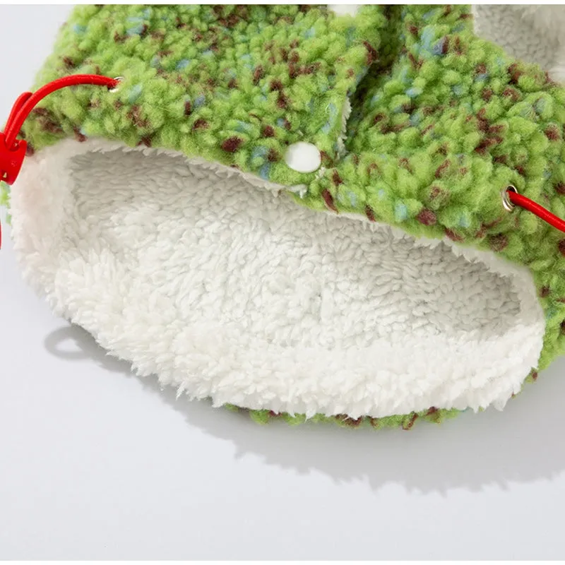 Christmas sherpa dog hoodie with colourful dots snowman embroidery pink green sizes XS-XXL