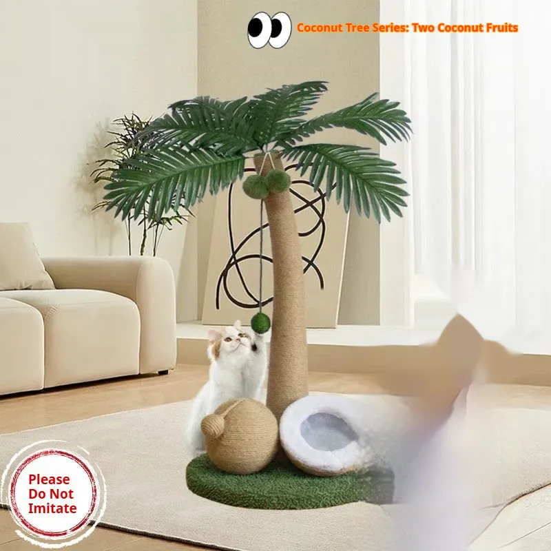 Coconut Tree Series cat scratching post 40x40x72cm in camel colour made of wood