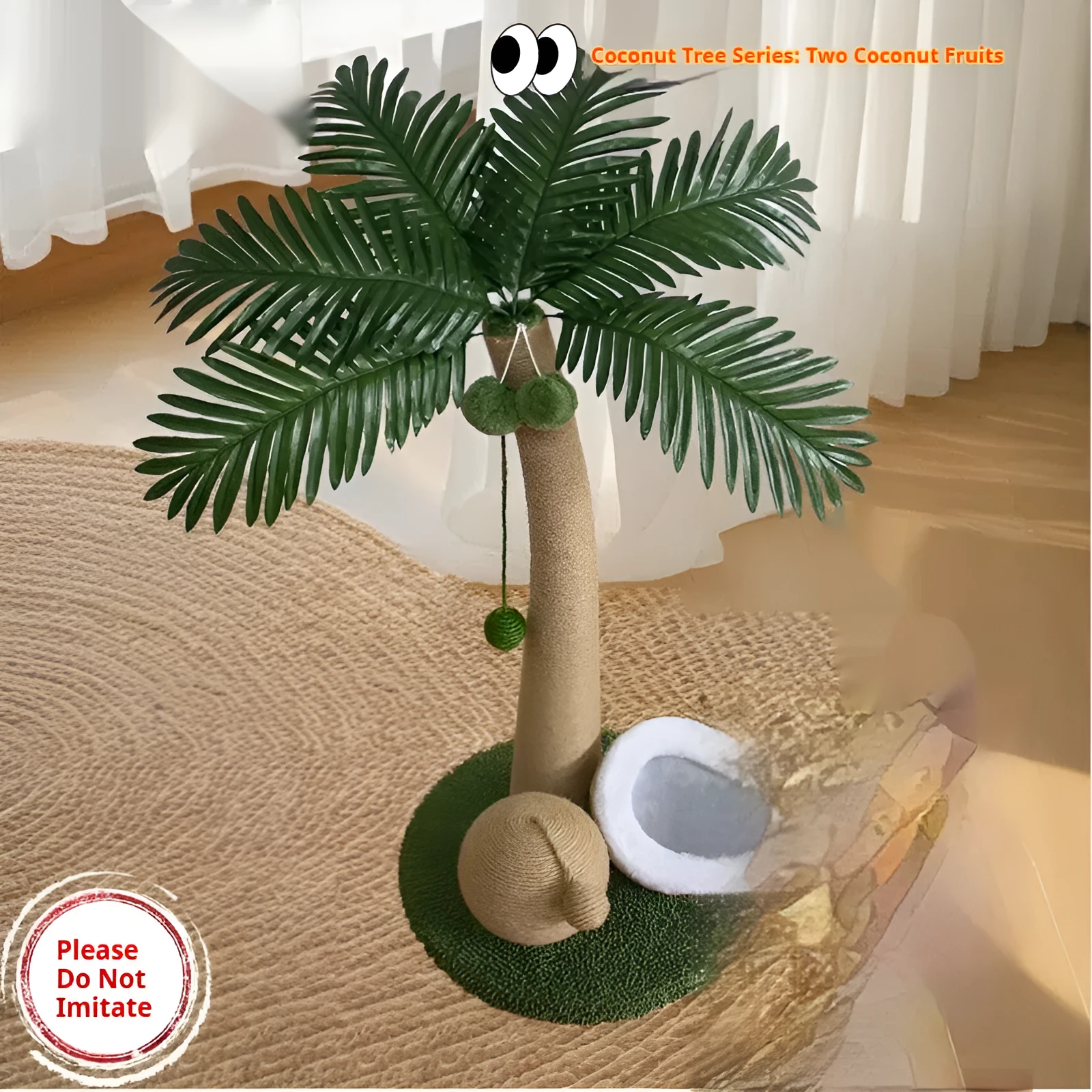 Coconut Tree Series cat scratching post 40x40x72cm in camel colour made of wood