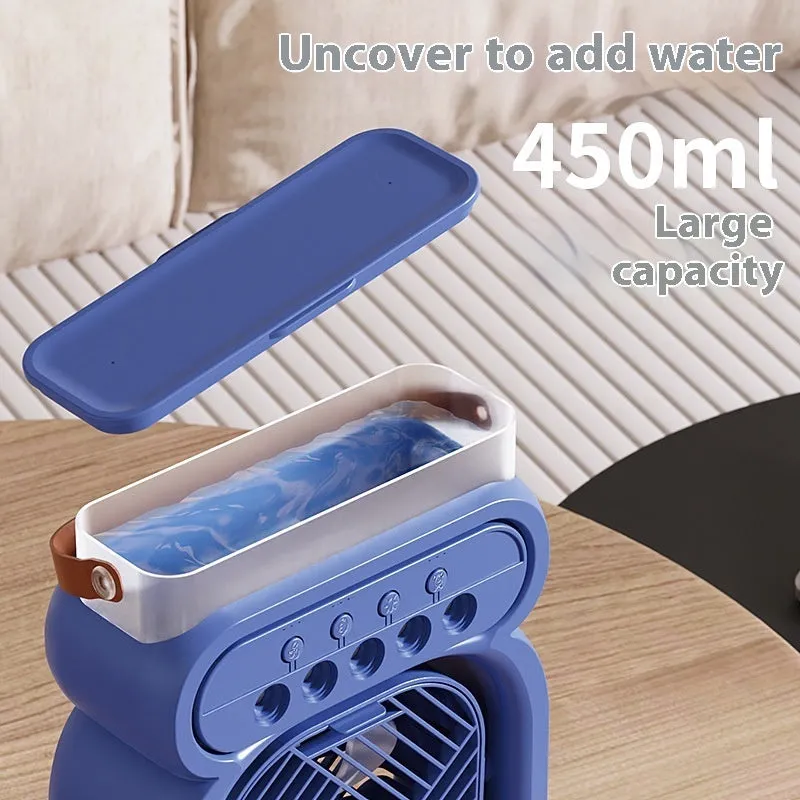 Portable 3-in-1 air conditioner evaporative cooler with LED lights in black, blue, green or white