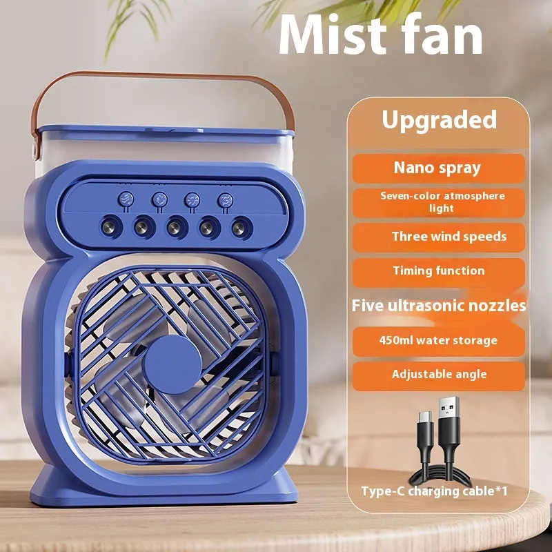 Portable 3-in-1 air conditioner evaporative cooler with LED lights in black, blue, green or white