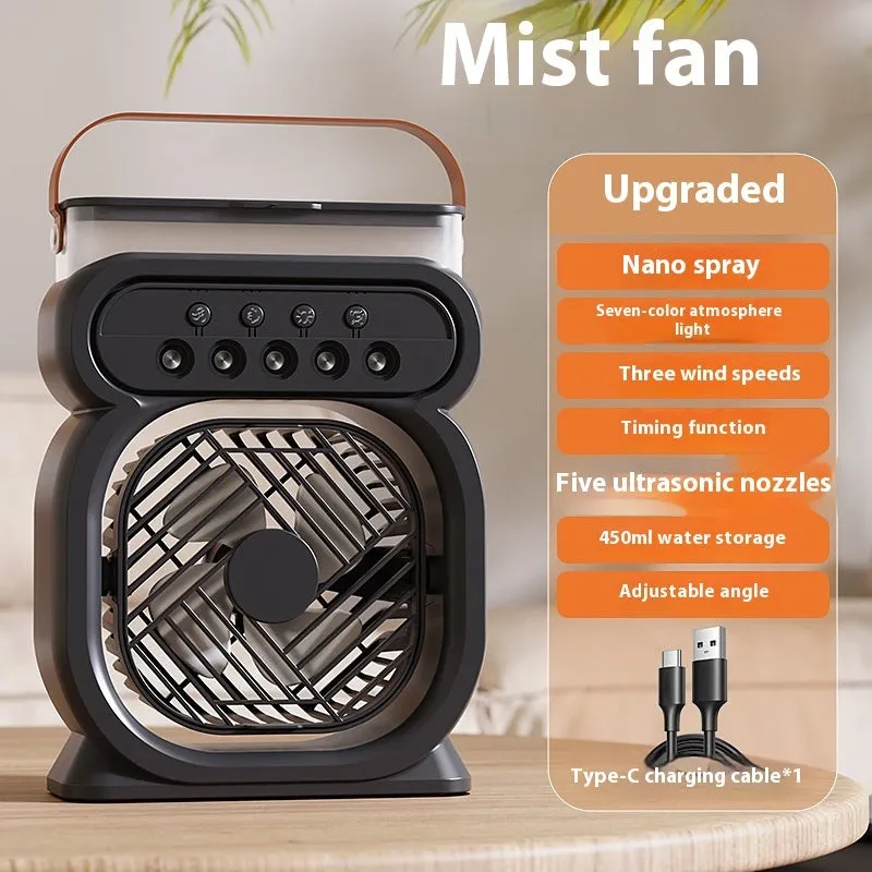 Portable 3-in-1 air conditioner evaporative cooler with LED lights in black, blue, green or white