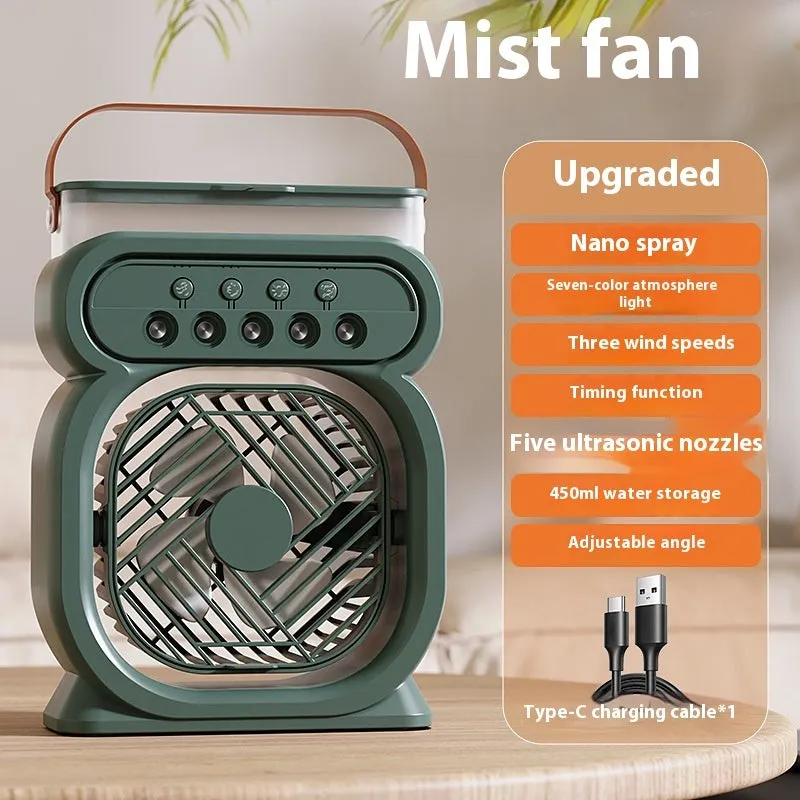 Portable 3-in-1 air conditioner evaporative cooler with LED lights in black, blue, green or white