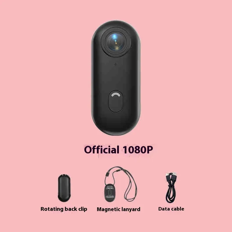 Small black 4K action camera with magnetic mount attached to a bicycle helmet.