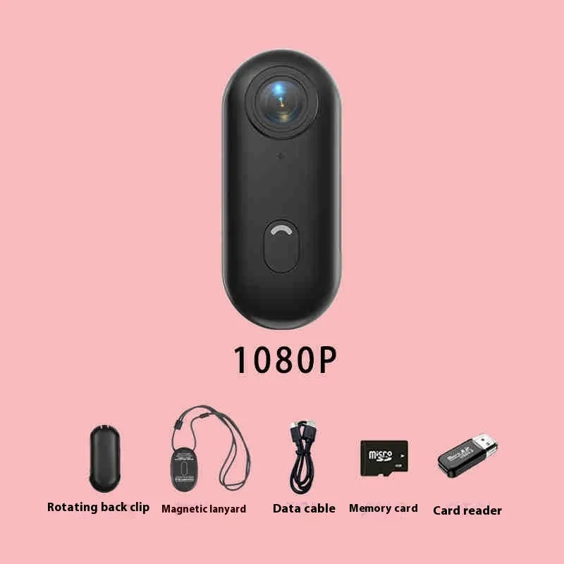 Small black 4K action camera with magnetic mount attached to a bicycle helmet.
