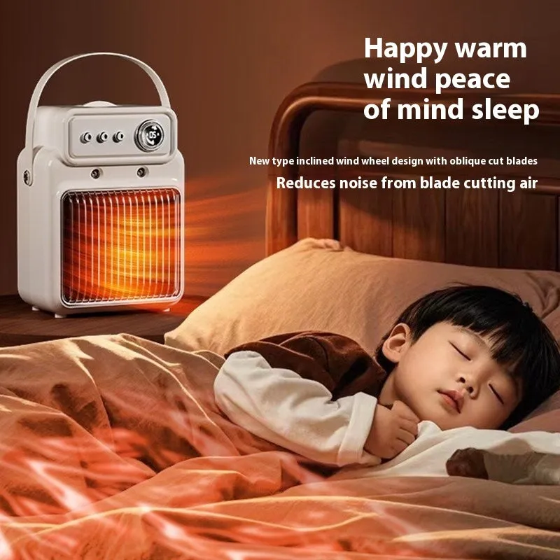 White 2-in-1 ceramic table heater and humidifier with digital control panel.