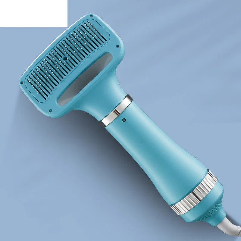Colour options of a handheld pet hair dryer for dogs and cats on a table.