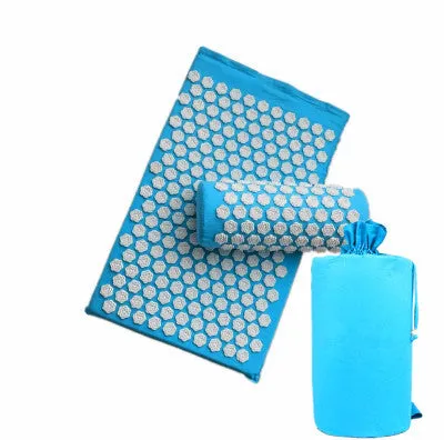Lotus acupressure mat set with pillow and cloth bag in multiple colours for stress and back pain relief