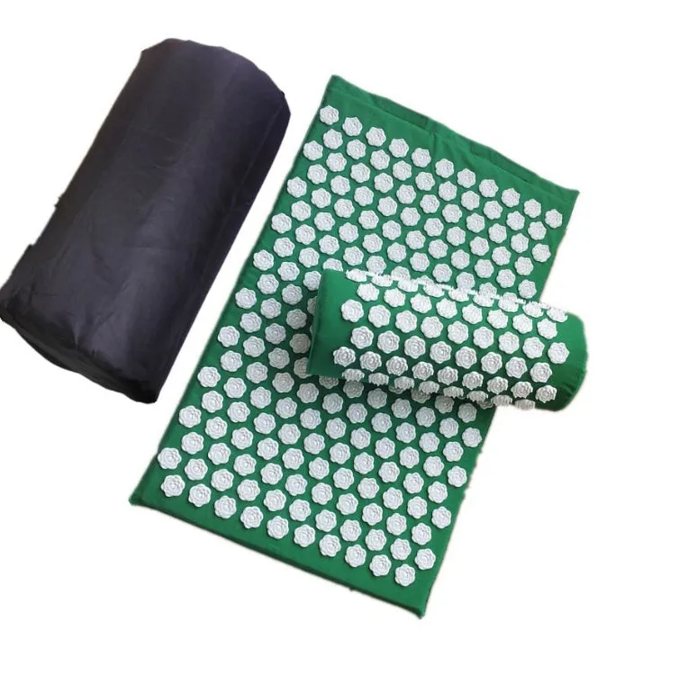 Lotus acupressure mat set with pillow and cloth bag in multiple colours for stress and back pain relief