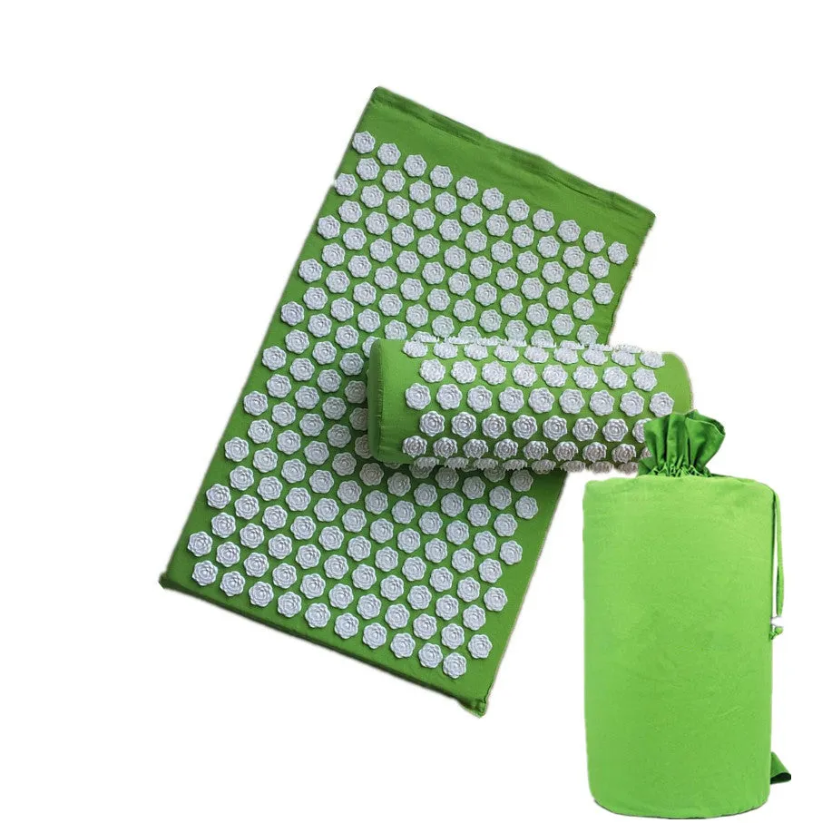 Lotus acupressure mat set with pillow and cloth bag in multiple colours for stress and back pain relief