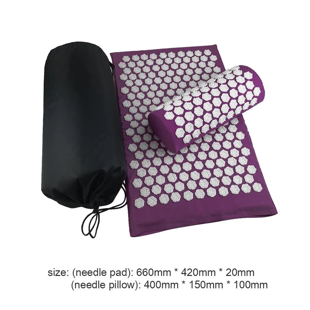 Lotus acupressure mat set with pillow and cloth bag in multiple colours for stress and back pain relief