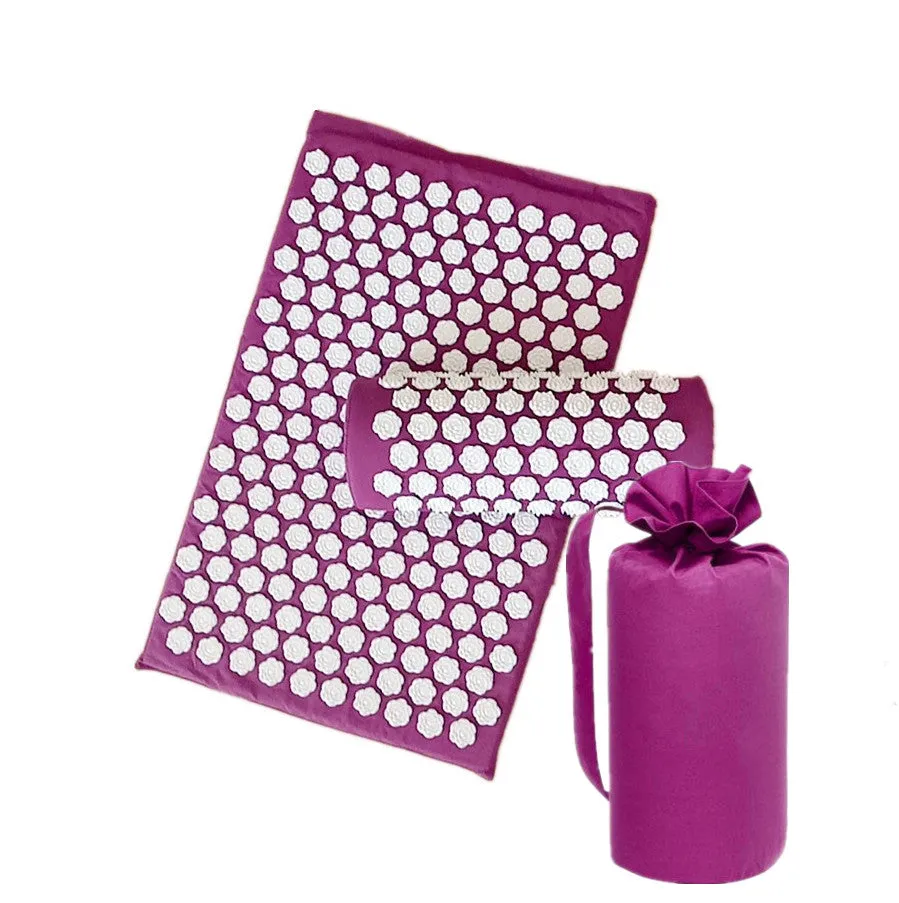 Lotus acupressure mat set with pillow and cloth bag in multiple colours for stress and back pain relief