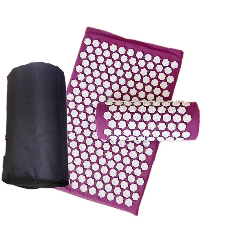 Lotus acupressure mat set with pillow and cloth bag in multiple colours for stress and back pain relief