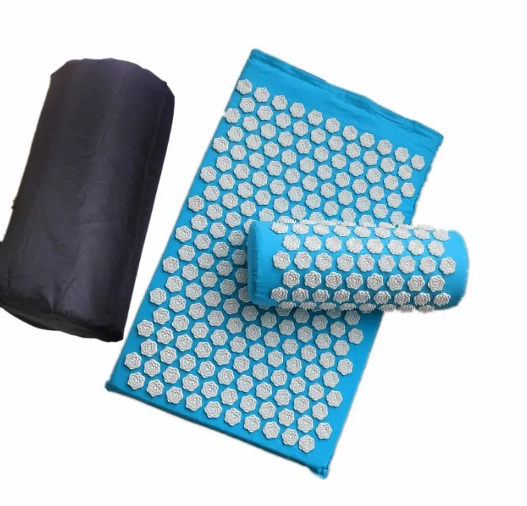 Lotus acupressure mat set with pillow and cloth bag in multiple colours for stress and back pain relief