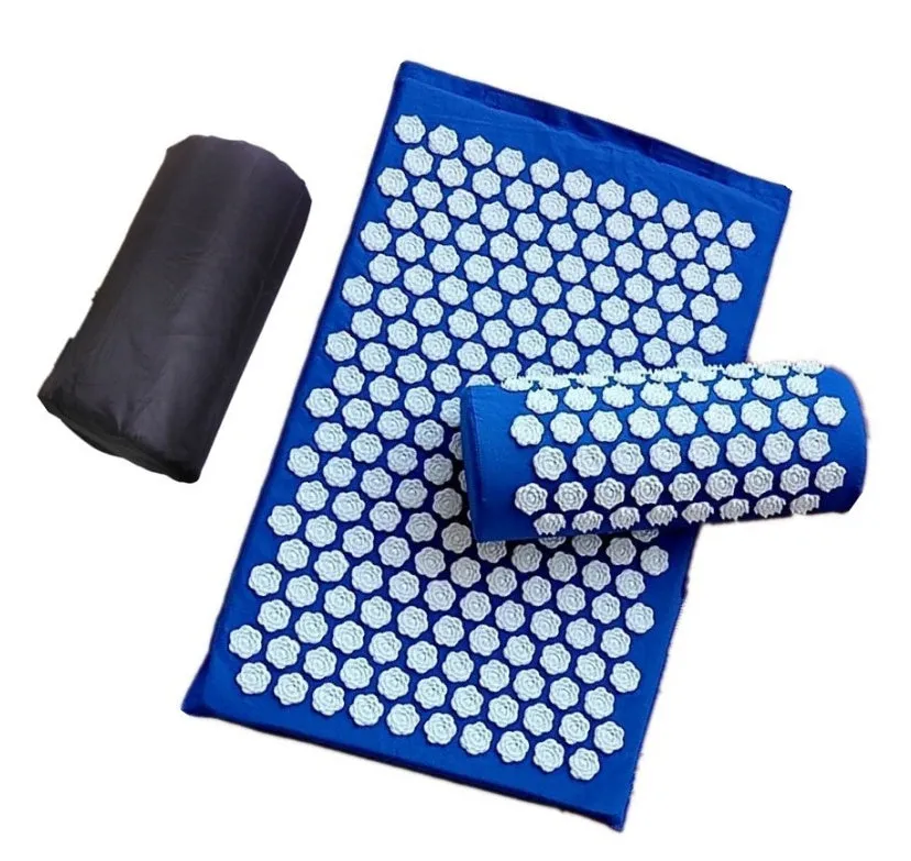Lotus acupressure mat set with pillow and cloth bag in multiple colours for stress and back pain relief