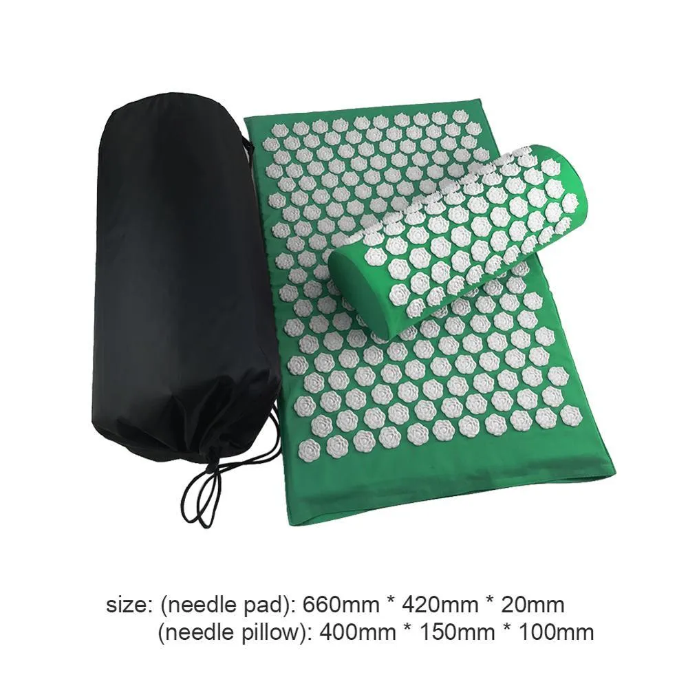 Lotus acupressure mat set with pillow and cloth bag in multiple colours for stress and back pain relief
