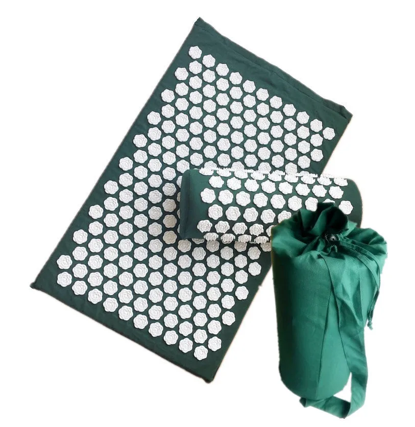Lotus acupressure mat set with pillow and cloth bag in multiple colours for stress and back pain relief