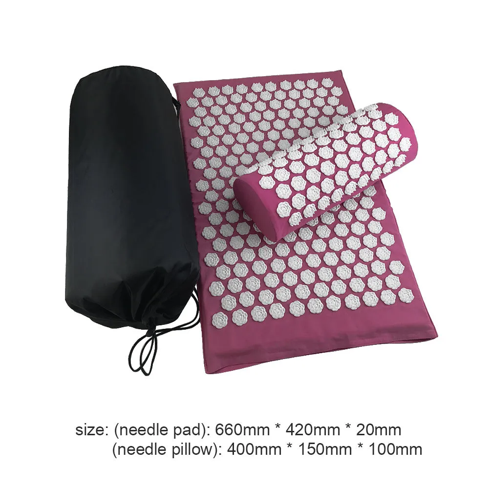 Lotus acupressure mat set with pillow and cloth bag in multiple colours for stress and back pain relief