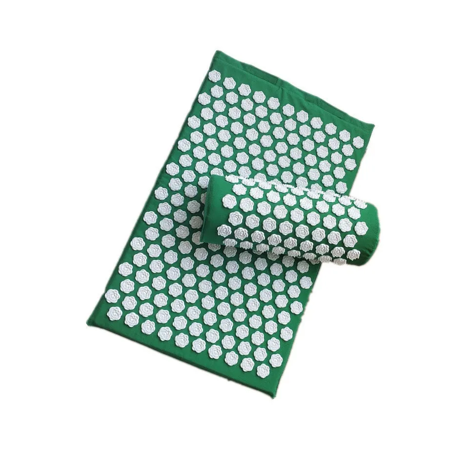 Lotus acupressure mat set with pillow and cloth bag in multiple colours for stress and back pain relief