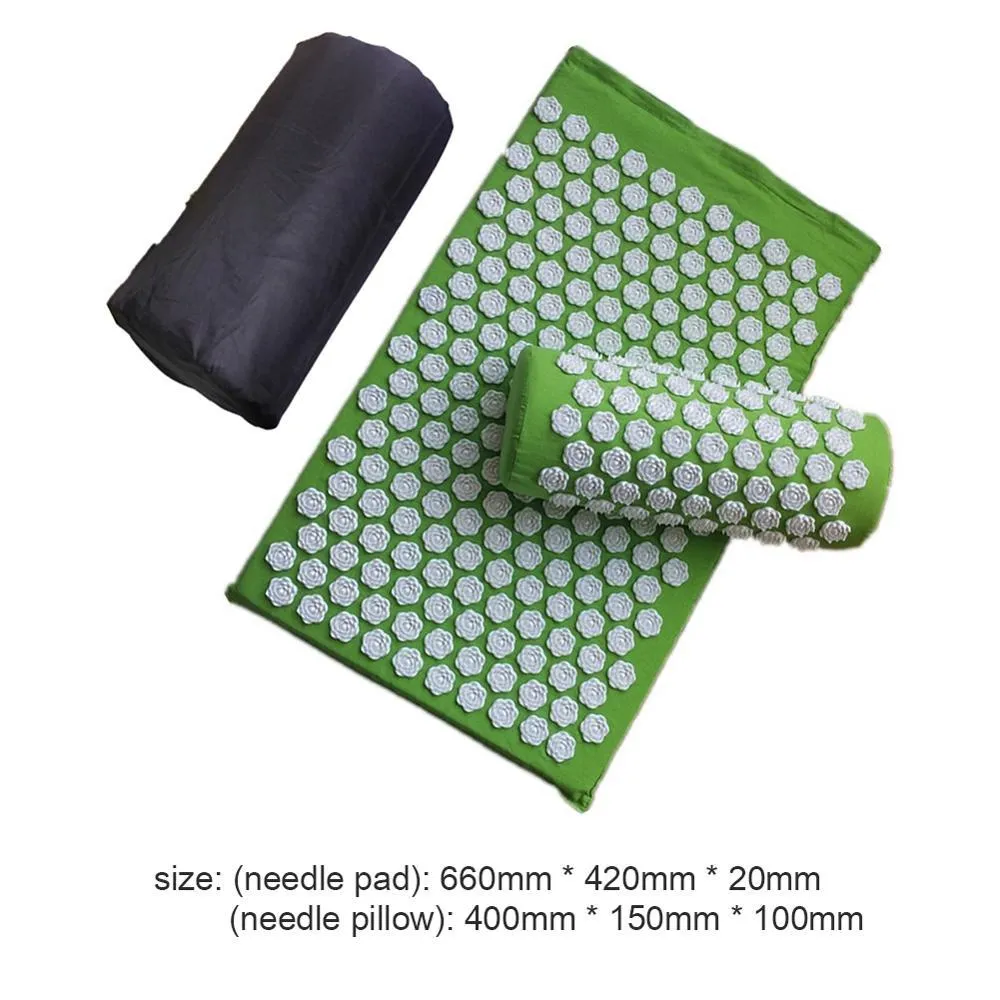 Lotus acupressure mat set with pillow and cloth bag in multiple colours for stress and back pain relief