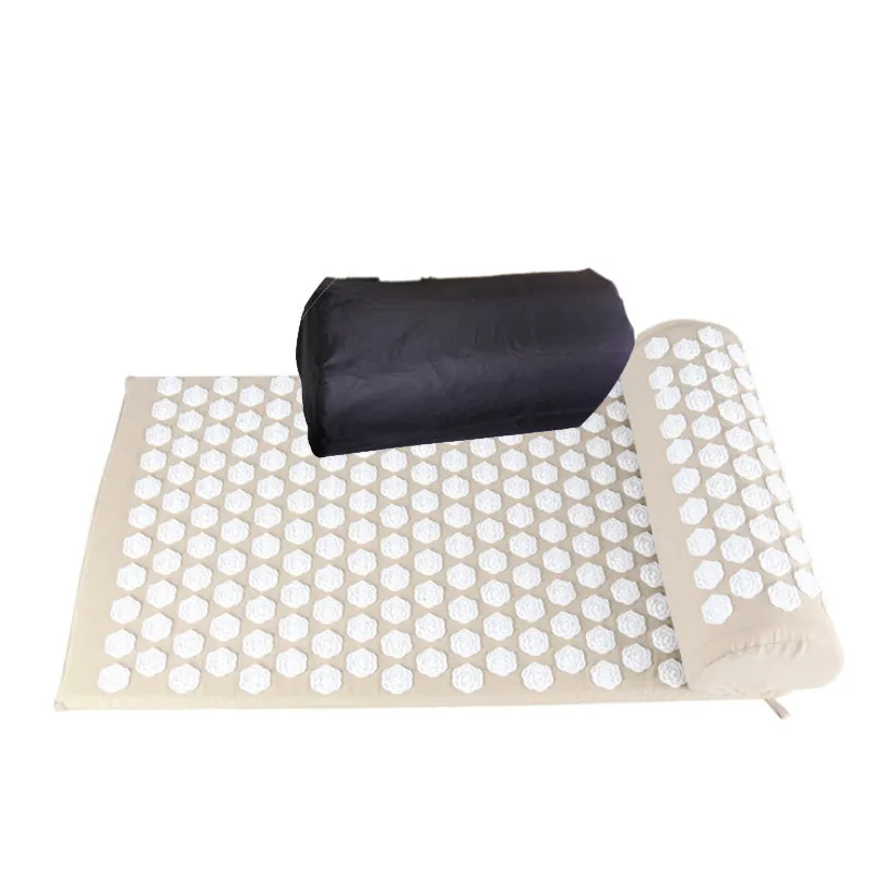 Lotus acupressure mat set with pillow and cloth bag in multiple colours for stress and back pain relief