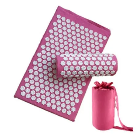 Lotus acupressure mat set with pillow and cloth bag in multiple colours for stress and back pain relief