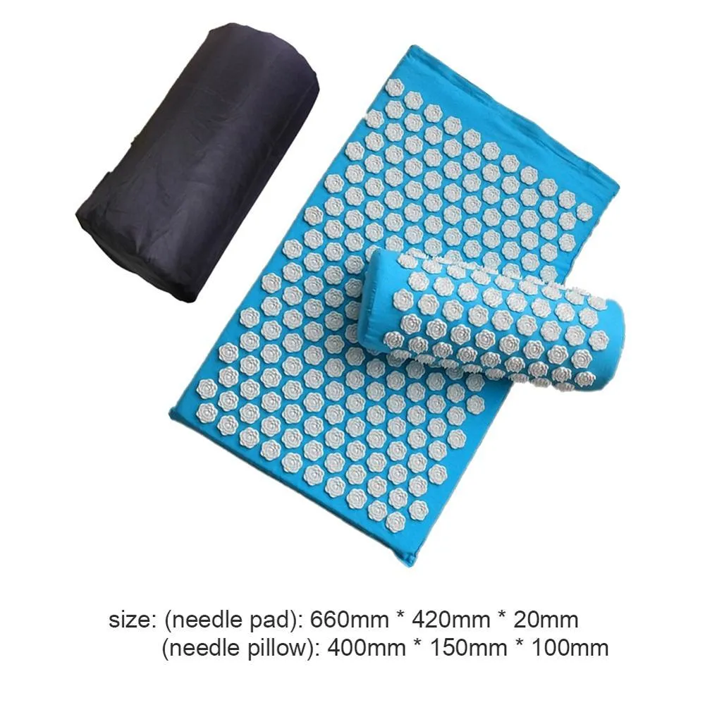 Lotus acupressure mat set with pillow and cloth bag in multiple colours for stress and back pain relief