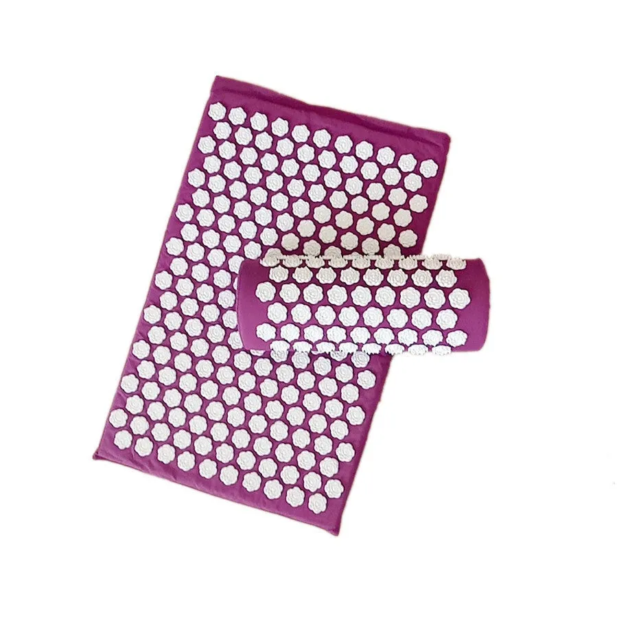 Lotus acupressure mat set with pillow and cloth bag in multiple colours for stress and back pain relief
