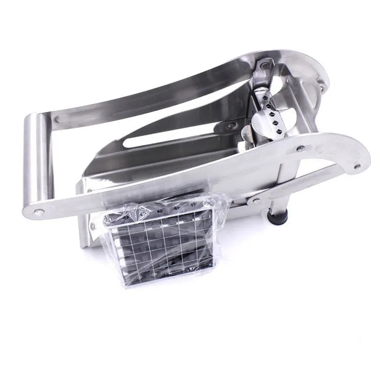 Potato cutter chopper with two stainless steel blades and non-slip rubber foot