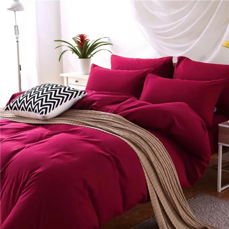 Four-piece polyester bedding set in a modern style for a 2m bed, shown in a choice of colours.