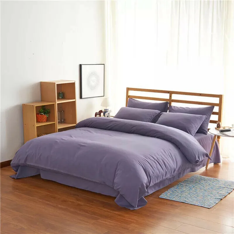 Four-piece polyester bedding set in a modern style for a 2m bed, shown in a choice of colours.