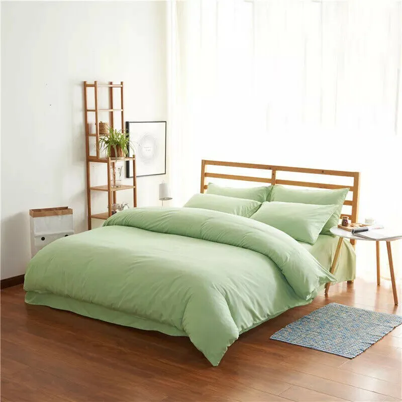 Four-piece polyester bedding set in a modern style for a 2m bed, shown in a choice of colours.