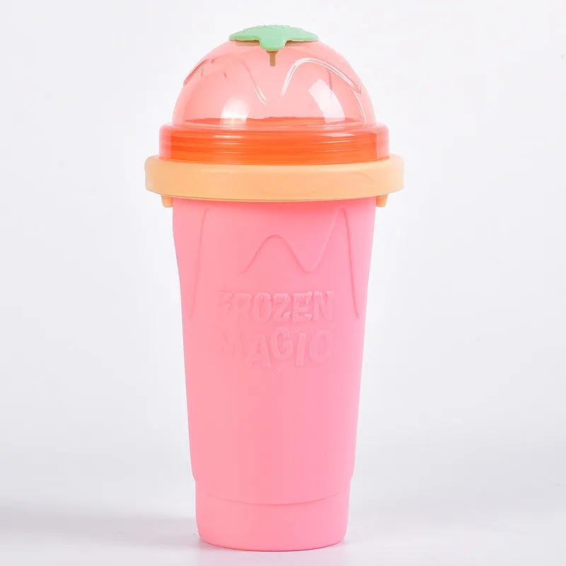 New mint green smoothie cup with lid and straw spoon, 201ml capacity, food-grade silicone body