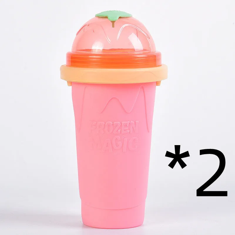 New mint green smoothie cup with lid and straw spoon, 201ml capacity, food-grade silicone body