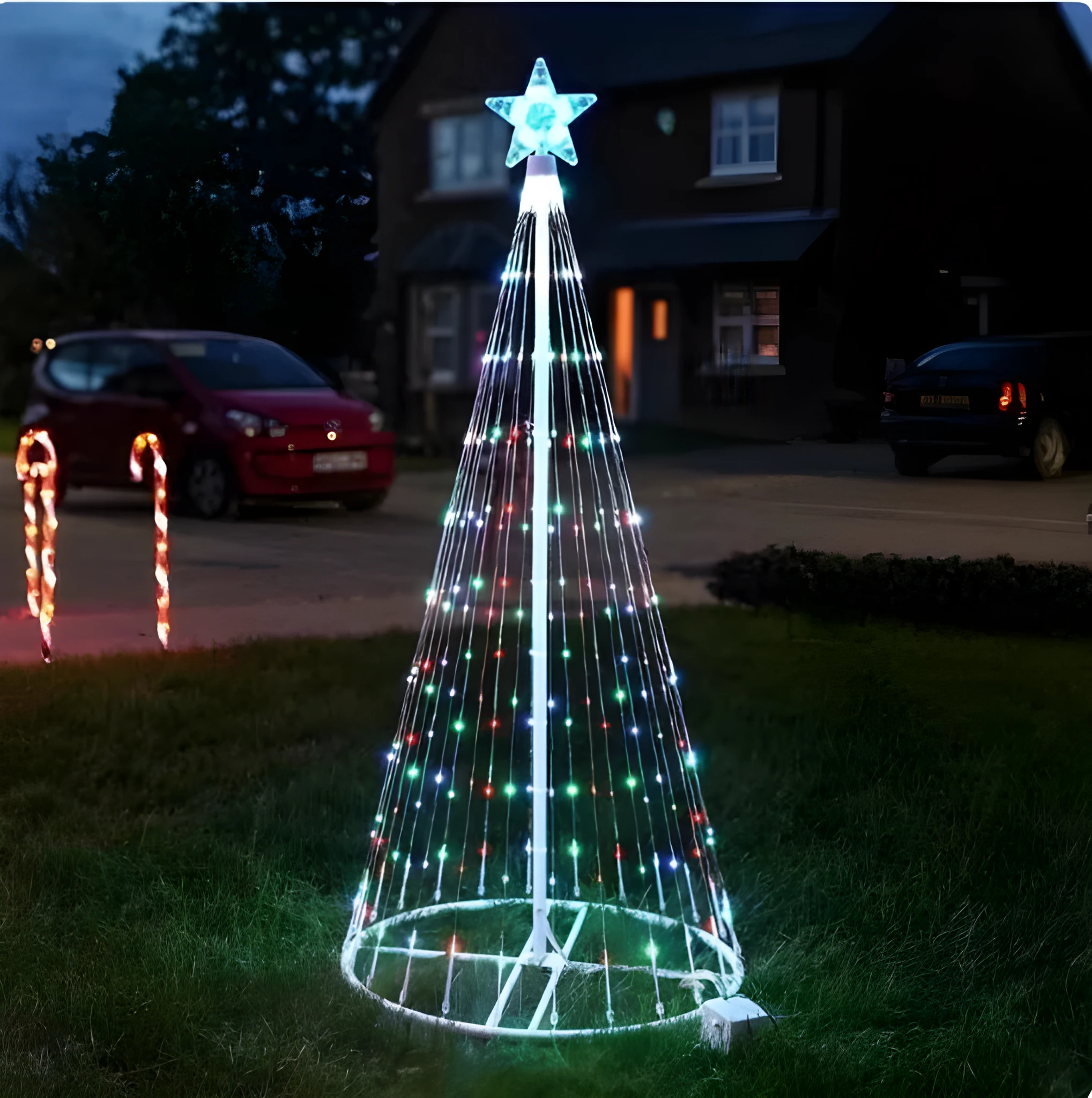 Outdoor animated multi-colour LED Christmas tree lights for garden decoration