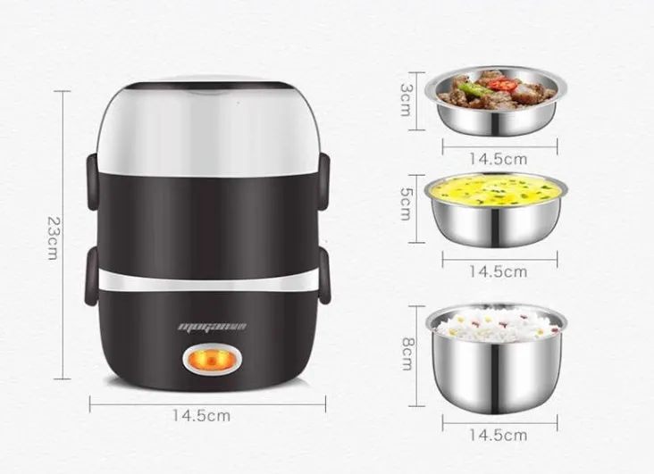 White rice cooker with 2L capacity and steaming basket options