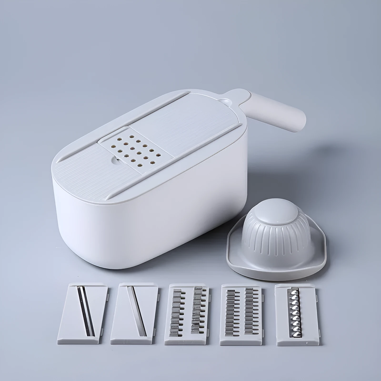 Nordic style kitchen vegetable slicer with multifunctional cutter in blue, grey or khaki colour options