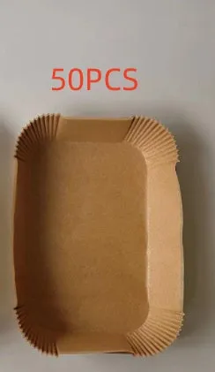 Round white disposable parchment paper liner for air fryer with a 4.5cm edge.