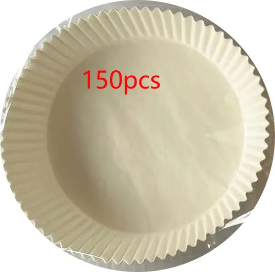 Round white disposable parchment paper liner for air fryer with a 4.5cm edge.