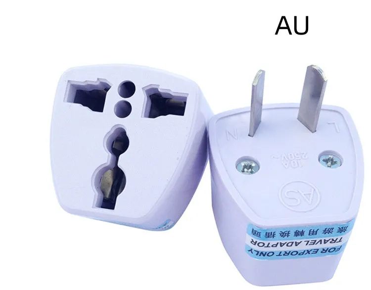 White and green multi-function electric cooking pot with temperature control dial, shown with a UK plug converter.