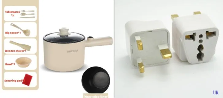 Compact white electric multi-function hot pot with non-stick interior on a kitchen countertop